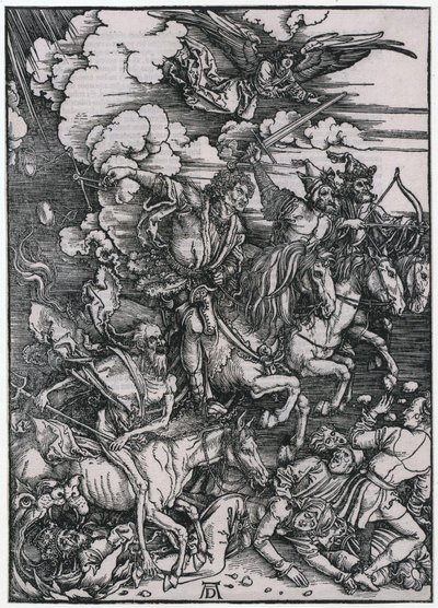 De apokalyptiske ryttere, figur III, blad 5 i serien »Apokalypsen« af Albrecht Dürer