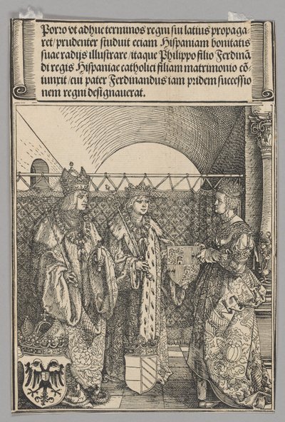 Trolovelse af Philippe med Johanna, plade 15 fra historiske scener fra kejser Maximilian I