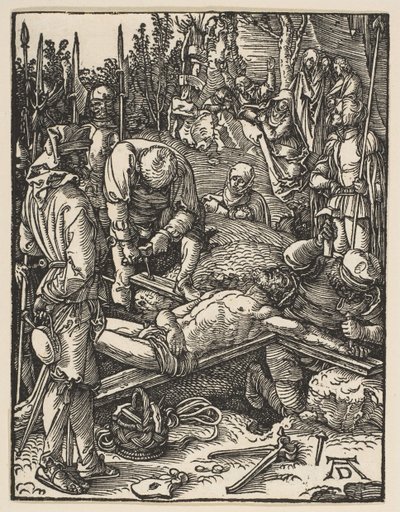 Kristus Nailed to the Cross, fra The Small Passion, ca. 1509. af Albrecht Dürer
