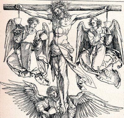 Kristus på korset med tre engle, 1523-1525 1906 af Albrecht Dürer