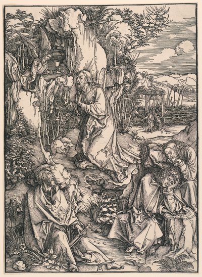 Kristus på Oliebjerget (smerte i haven), fra den store lidenskab af Albrecht Dürer
