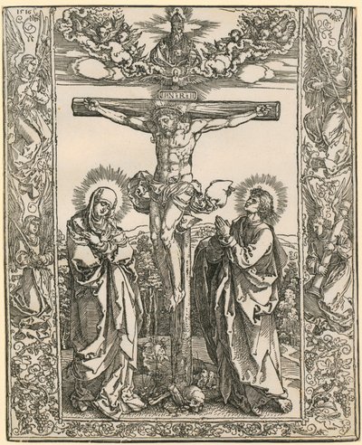 Kristus på korset med englebordur af Albrecht Dürer
