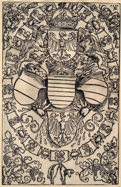 Maximilians våbenskjold som romernes konge af Albrecht Dürer