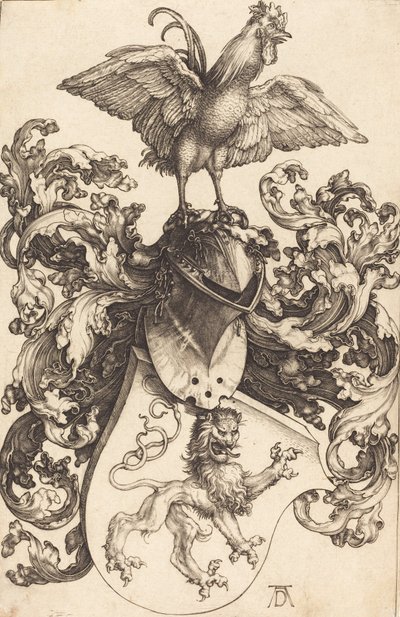 Våbenskjold med en løve og en hane, 15021503. af Albrecht Dürer