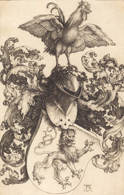 Våbenskjold med en løve og en hane, 15021503. af Albrecht Dürer