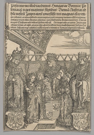Kongres og dobbelttrolovelse i Wien, tavle 23 fra historiske scener fra kejser Maximilian I