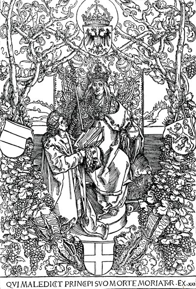 Conrad Celtes præsenterer sin bog The Four Books of Love for Maximilian I, 1502 1906 af Albrecht Dürer