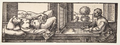 Tegner tegner en nøgen af Albrecht Dürer
