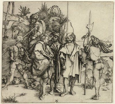 Fem Landsknechte og en orientalsk mand til hest af Albrecht Dürer