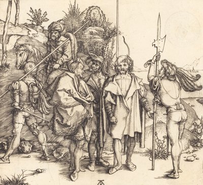 Fem soldater og en tyrker til hest, 14951496. af Albrecht Dürer
