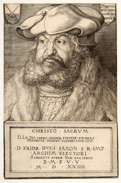 Frederik den Vise, Kurfyrste af Sachsen, pub. 1524. af Albrecht Dürer