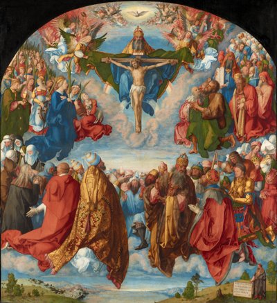 Tysk: Allerheiligenbild ("Landauer Altar") Tilbedelse af Treenigheden af Albrecht Dürer