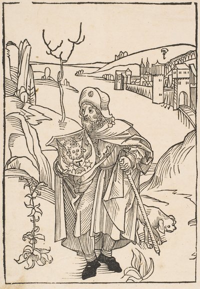 Gerson som pilgrim, frontispice til Gersonis Opera, 1489.n.d. af Albrecht Dürer