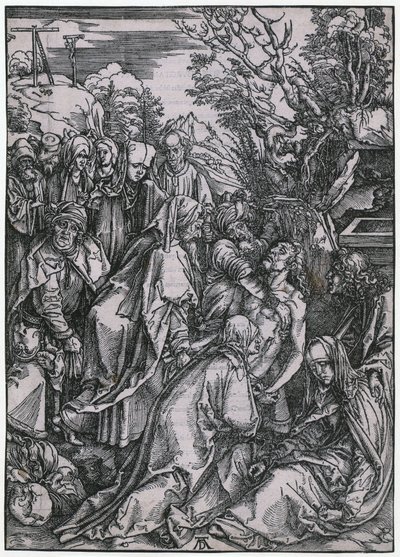 Kristi gravlæggelse, blad 10 af serien „Den store passion“ af Albrecht Dürer