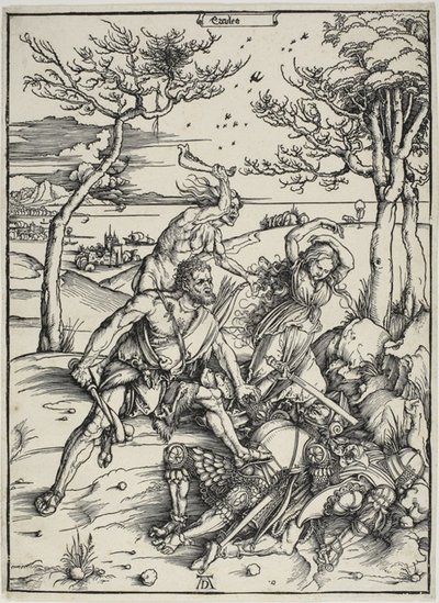 Hercules erobrer Molionide-tvillingerne af Albrecht Dürer