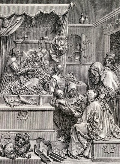 Højrelief skulptur af St Johns fødsel, 1855 af Albrecht Dürer