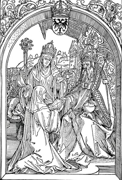 Hrotsvitha præsenterer sin bog til kejser Otto I, 1501 1906 af Albrecht Dürer