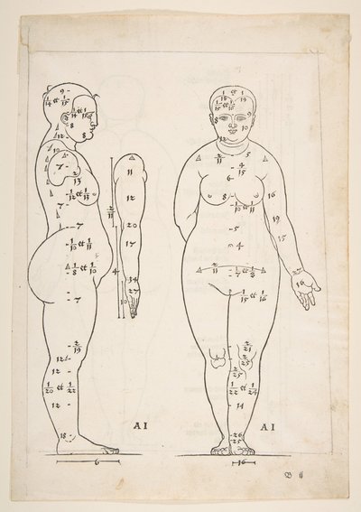 Illustration fra Dürers Fire Books of Human Proportion, Nürnberg, 1528.n.d. af Albrecht Dürer