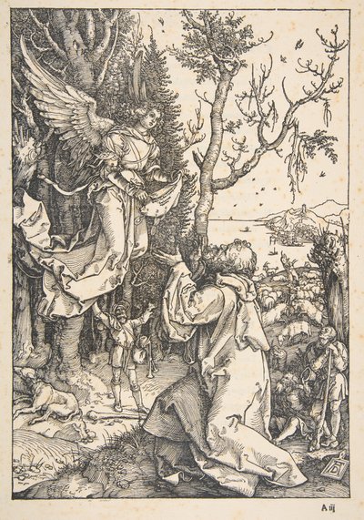 Joakim og englen, fra "Jomfru Marias liv" af Albrecht Dürer