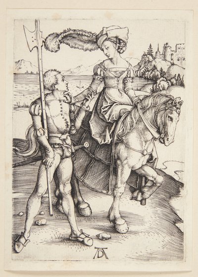 Dame til hest og lansquenet af Albrecht Dürer
