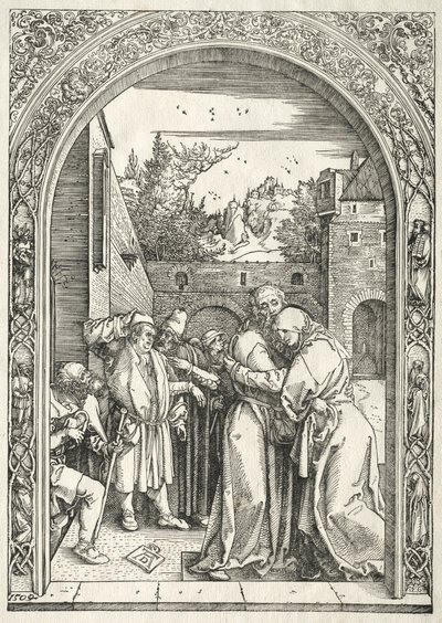 Jomfruens liv: Joachim og Anna omfavner under den gyldne port af Albrecht Dürer