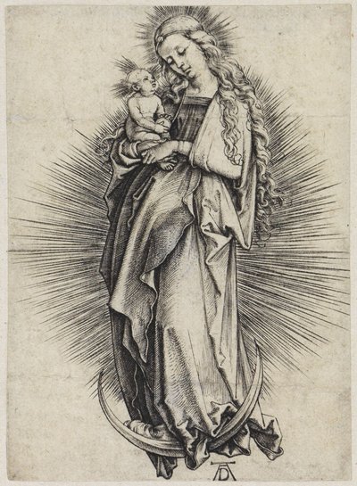 Maria med langt hår på måneseglen af Albrecht Dürer
