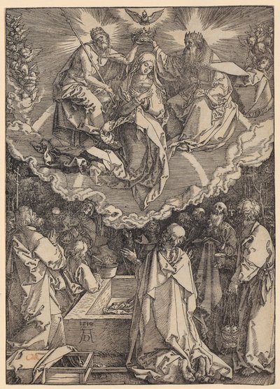 Jomfru Marias himmelfart og kroning, blad 19 i serien »Jomfru Marias liv« af Albrecht Dürer