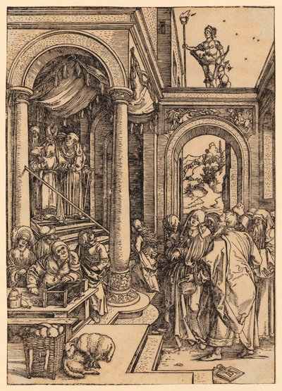 Jomfru Marias tempelbesøg, blad 6 i serien »Jomfru Marias liv« af Albrecht Dürer