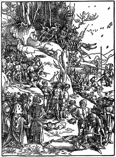 De ti tusind kristnes martyrium på Ararat-bjerget, 1495-1497, 1936 af Albrecht Dürer