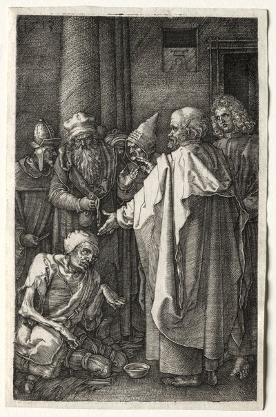 Peter og Johannes helbreder den krøbling ved templets port, 1512. af Albrecht Dürer
