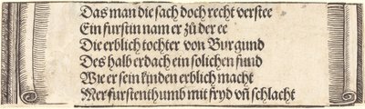 Trykt tekst til Trolovelsen af Maximilian med Maria af Bourgogne, 1515. af Albrecht Dürer