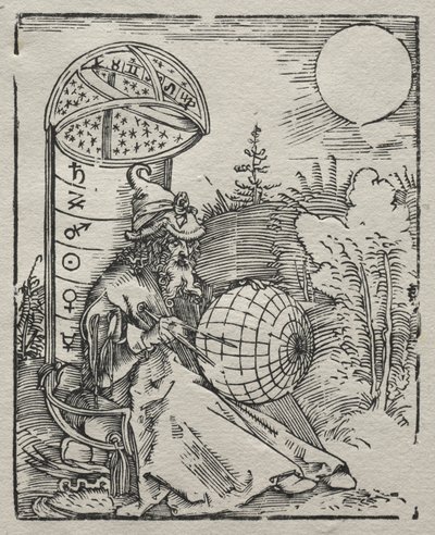 Ptolemæus sender den Himmelsglobus af Albrecht Dürer