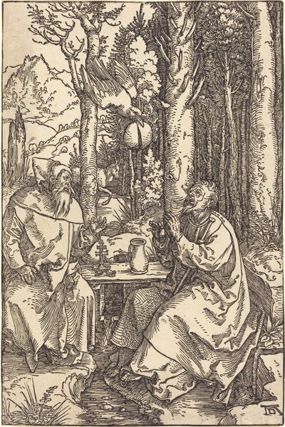 Sankt Antonius og Sankt Paul i ørkenen af Albrecht Dürer