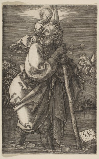 Sankt Christopher vender mod venstre, 1521. af Albrecht Dürer