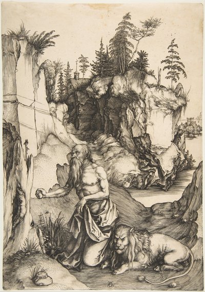 Saint Jerome Penitent in the Wilderness, ca. 1496. af Albrecht Dürer