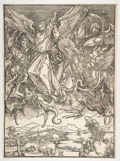 Sankt Michael og dragen, fra Apokalypsen, ca. 1498. af Albrecht Dürer