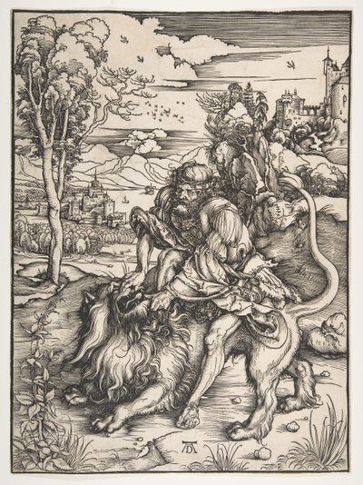 Samson river løven, ca. 1497-98. af Albrecht Dürer