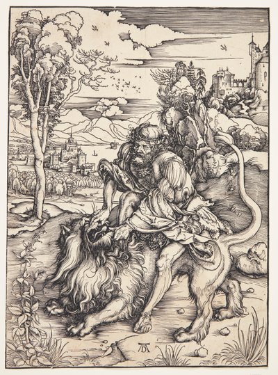 Samson, der river løven i stykker af Albrecht Dürer