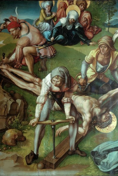Syv sorger Polyptykon Kristus naglet til korset, 1495-1496. af Albrecht Dürer