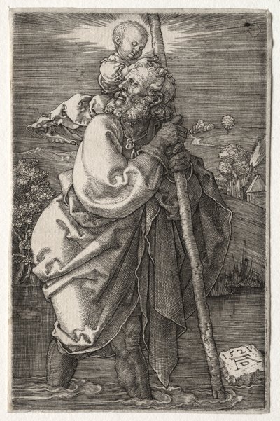 St. Christopher, vendt mod venstre af Albrecht Dürer