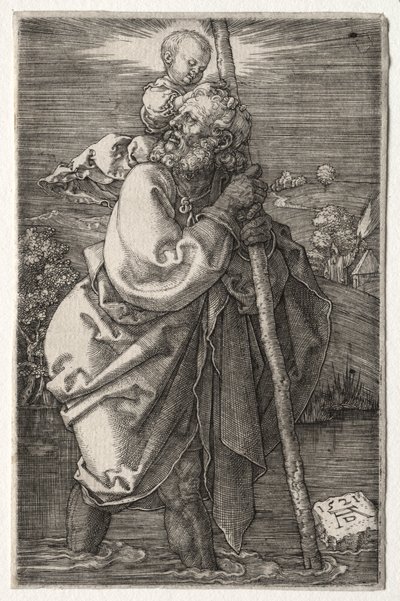 St. Christopher, vendt mod venstre, 1521. af Albrecht Dürer