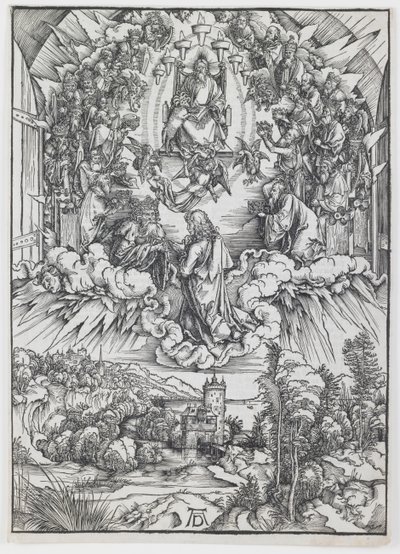 Johannes før Gud og de ældste, fra serien "The Apocalypse" af Albrecht Dürer