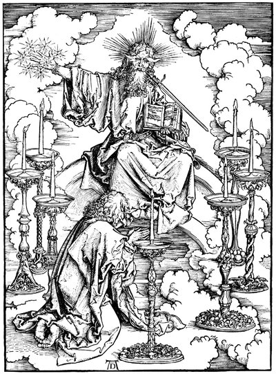 St Johns Vision af Kristus og de syv lysestager fra Apokalypsen, ca. 1497 af Albrecht Dürer