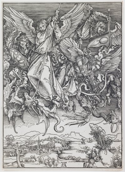 St. Michael Fighting the Dragon, fra serien "The Apocalypse" af Albrecht Dürer