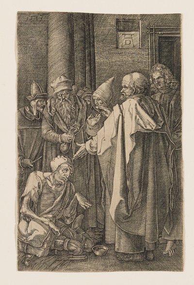 Sankt Peter og Sankt Johannes helbreder en lam ved tempelporten af Albrecht Dürer