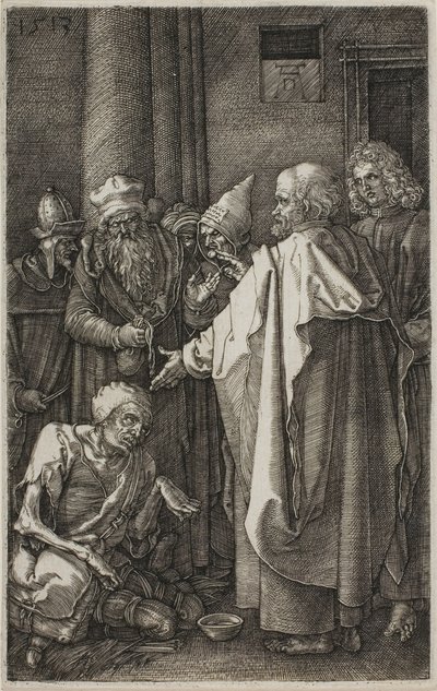 St. Peter og St. John Healing the Cripple, fra The Engraved Passion af Albrecht Dürer