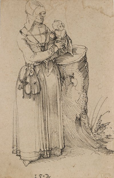 Stående figur af en kvinde, der holder et barn, 1502 af Albrecht Dürer