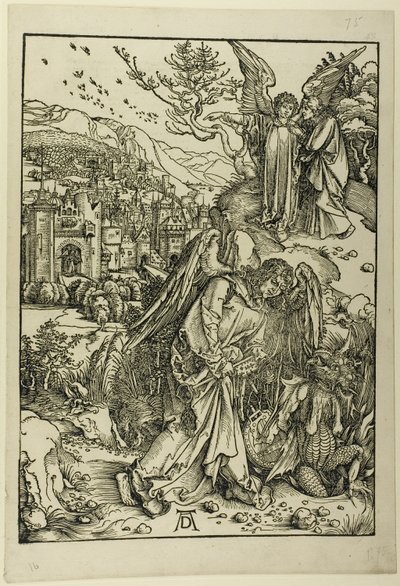 Englen med nøglen til det bundløse hul, fra Apokalypsen af Albrecht Dürer