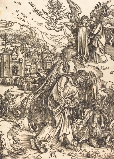 Englen med nøglen til det bundløse hul, sandsynligvis ca. 14961498. af Albrecht Dürer