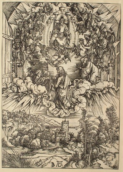 Apokalypsen: Sankt Johannes foran Gud og de ældste af Albrecht Dürer